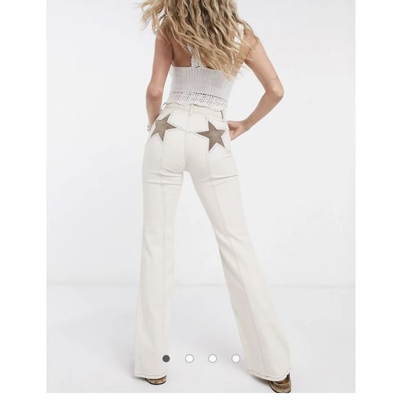 Free People Denim - New Free People Firecracker High Waist Flares Jeans Ivory Ecru sz 28